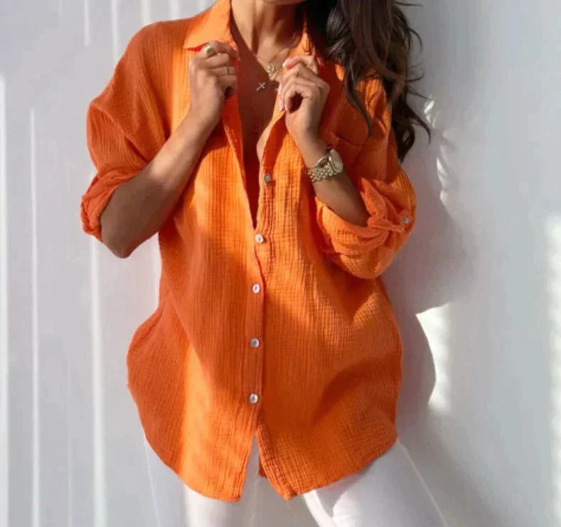 Relaxed Fit Womens Button Down Shirt