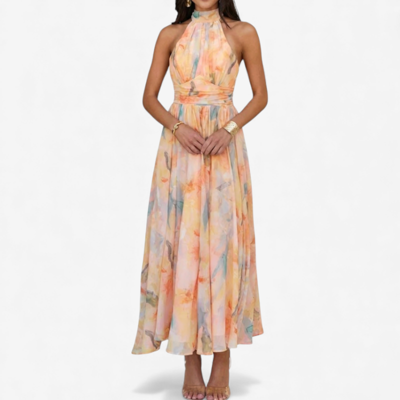 Ladies Long Orange Sundress - Luxivelle