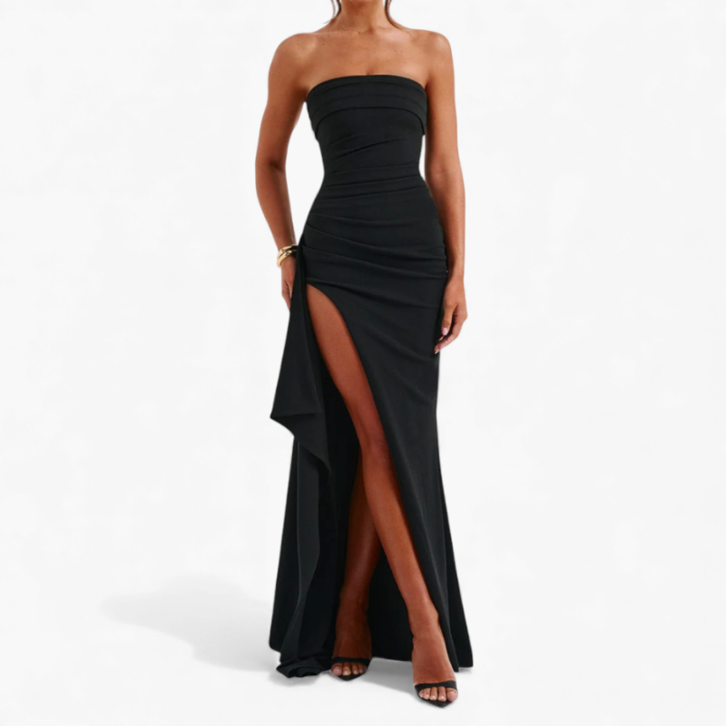 Long Black Split Side Maxi Dress for Women - Luxivelle