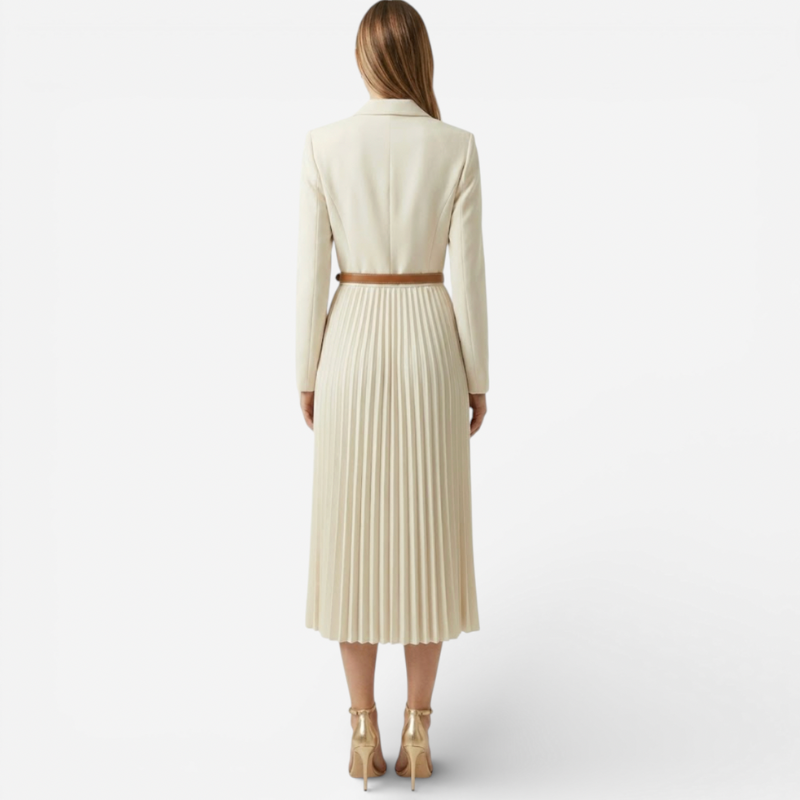 Elegant Ladies Mid Length Dress With Waist Belt