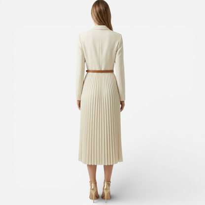 Elegant Ladies Mid Length Dress With Waist Belt