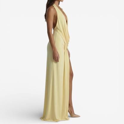 Long Sleeve Evening Gown With High Slit