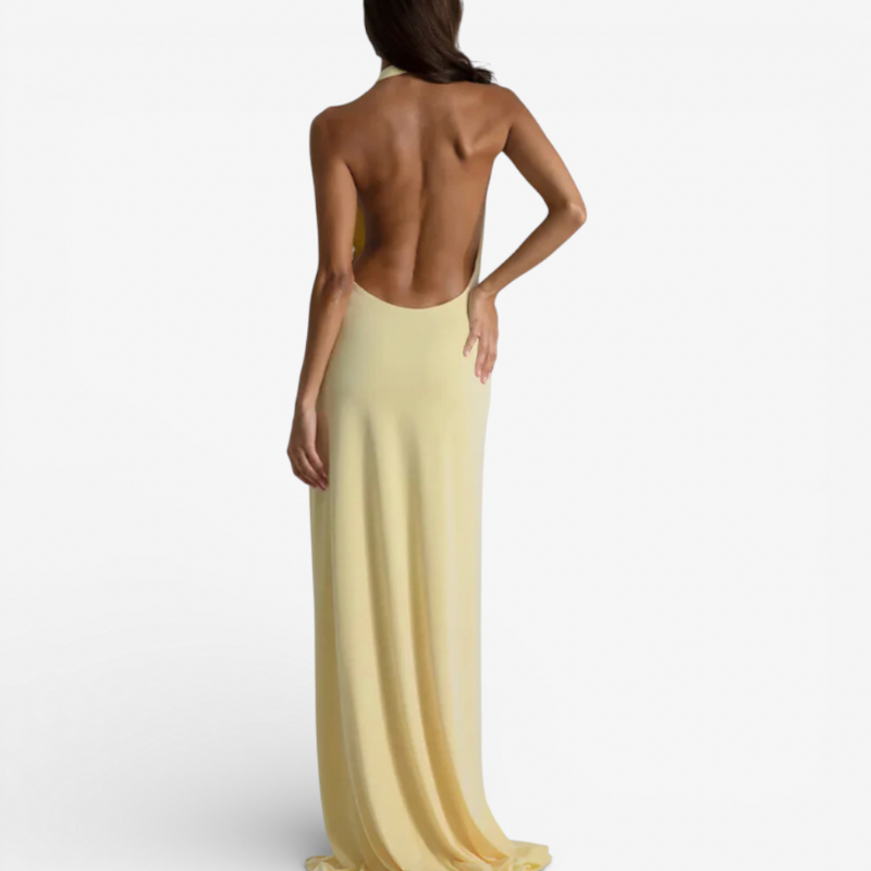 Long Sleeve Evening Gown With High Slit