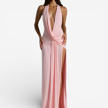 Long Sleeve Evening Gown With High Slit