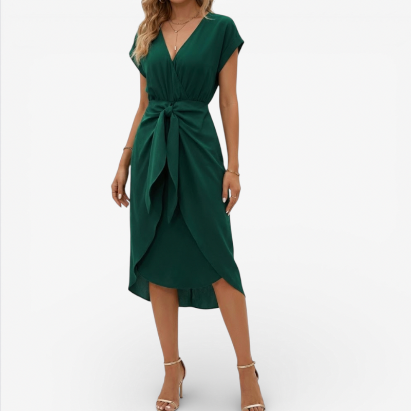 Elegant V Neck Evening Gown - Luxivelle