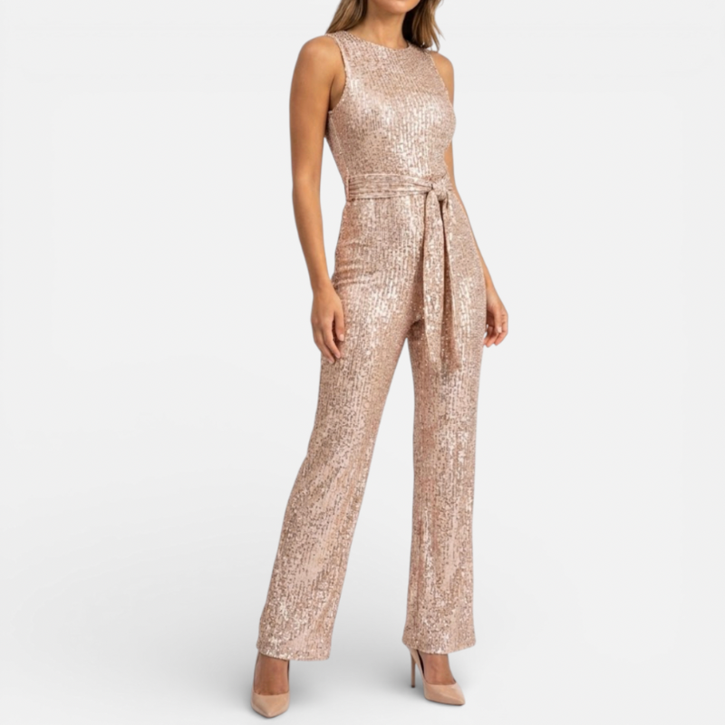 Sparkly Ladies One Piece Jumpsuit With Belt - Luxivelle