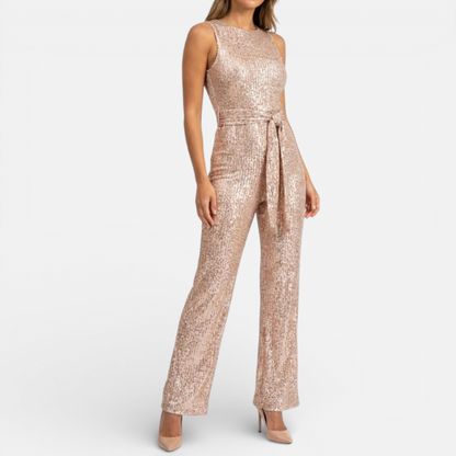 Sparkly Ladies One Piece Jumpsuit With Belt - Luxivelle