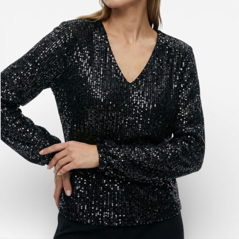 Sparkly V Neck Women's Party Top - Luxivelle