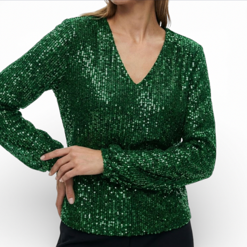 Sparkly V Neck Women's Party Top