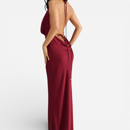 Ladies Elegant Burgundy Evening Gown