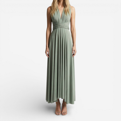 Elegant Long V Neck Evening Gown Dress - Luxivelle