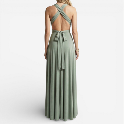 Elegant Long V Neck Evening Gown Dress