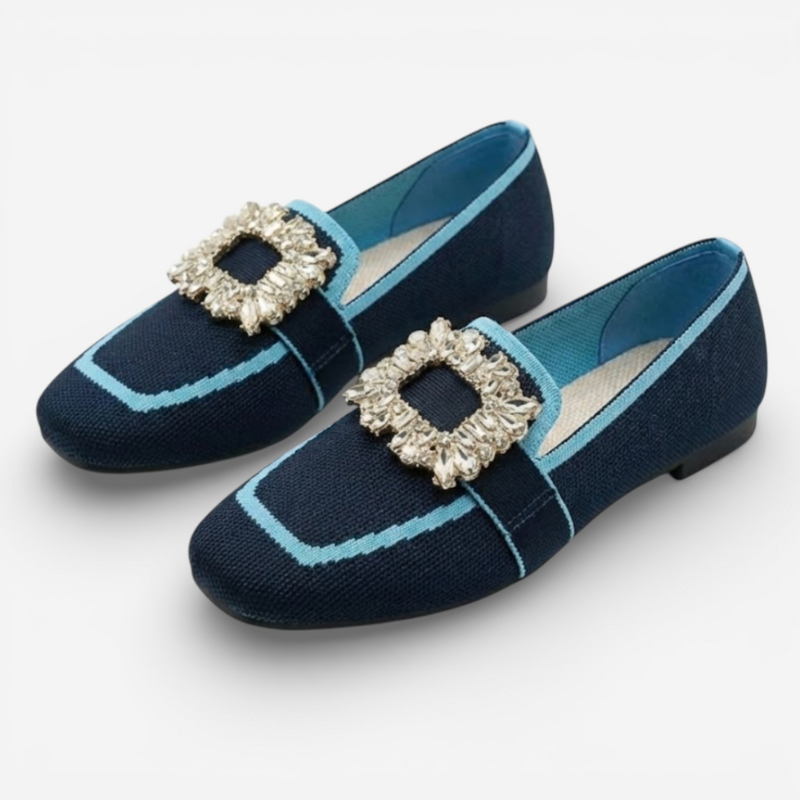 Ladies Slip On Shoes With Metal Buckle - Luxivelle