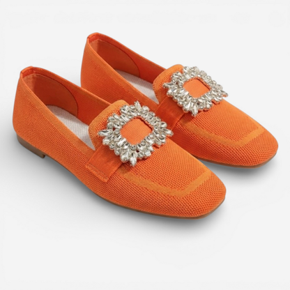 Ladies Slip On Shoes With Metal Buckle