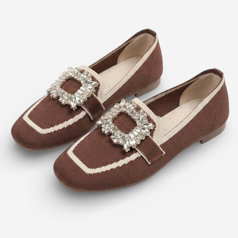 Ladies Slip On Shoes With Metal Buckle