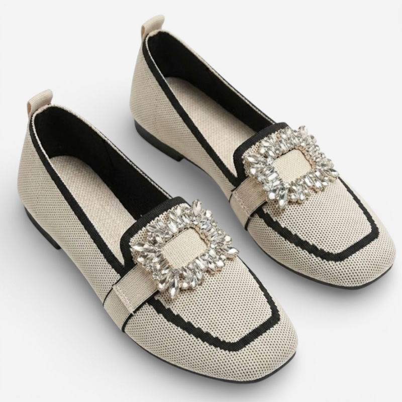 Ladies Slip On Shoes With Metal Buckle