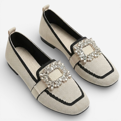 Ladies Slip On Shoes With Metal Buckle