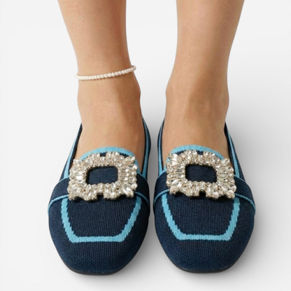 Ladies Slip On Shoes With Metal Buckle