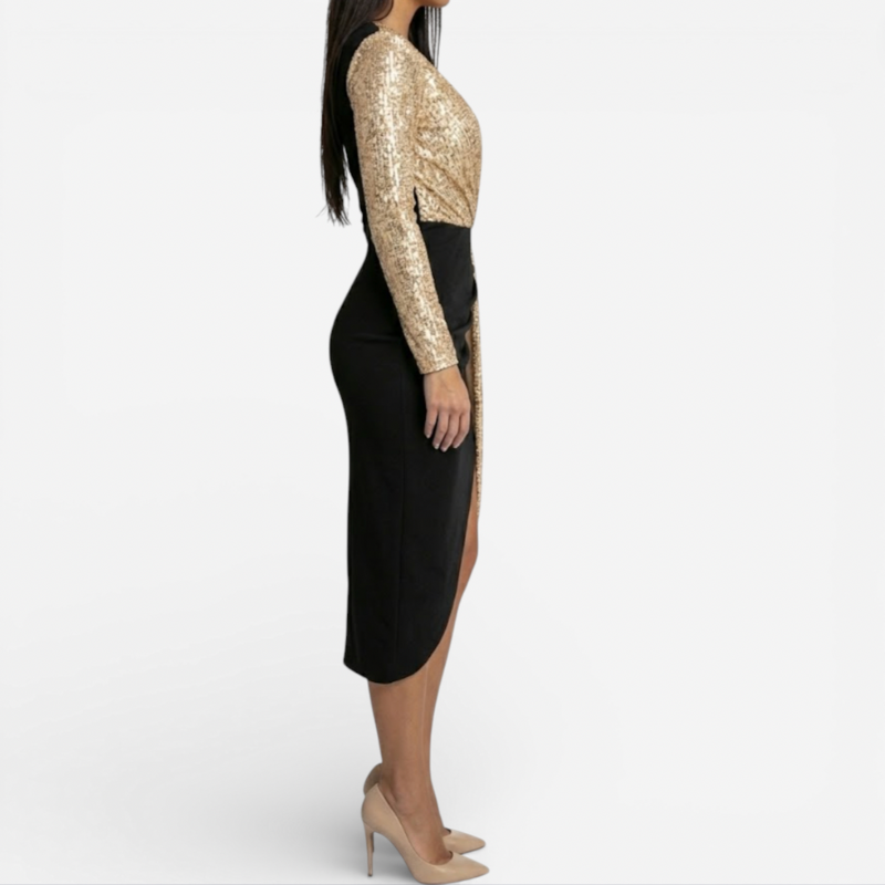Ladies Elegant Dual Tone Evening Dress