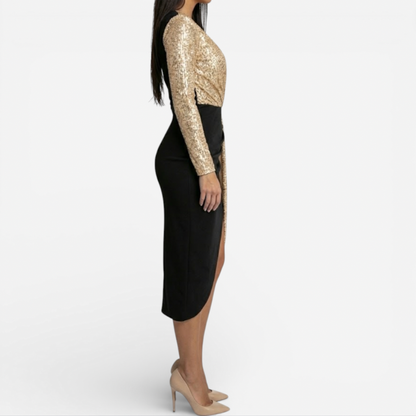 Ladies Elegant Dual Tone Evening Dress