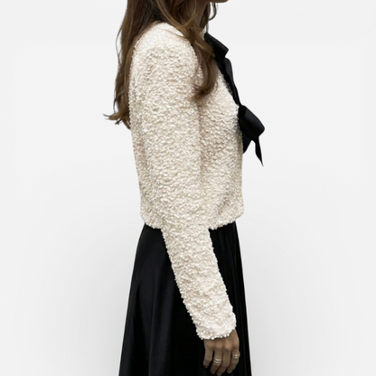 Ladies' Knit Sweater with Bow Accent