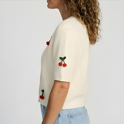 Ladies Red Open Front Sweater