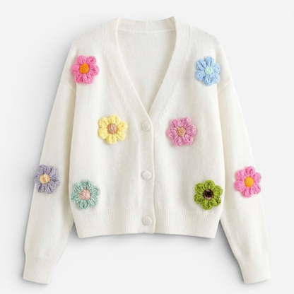 Ladies Floral Open Front Cardigan - Luxivelle