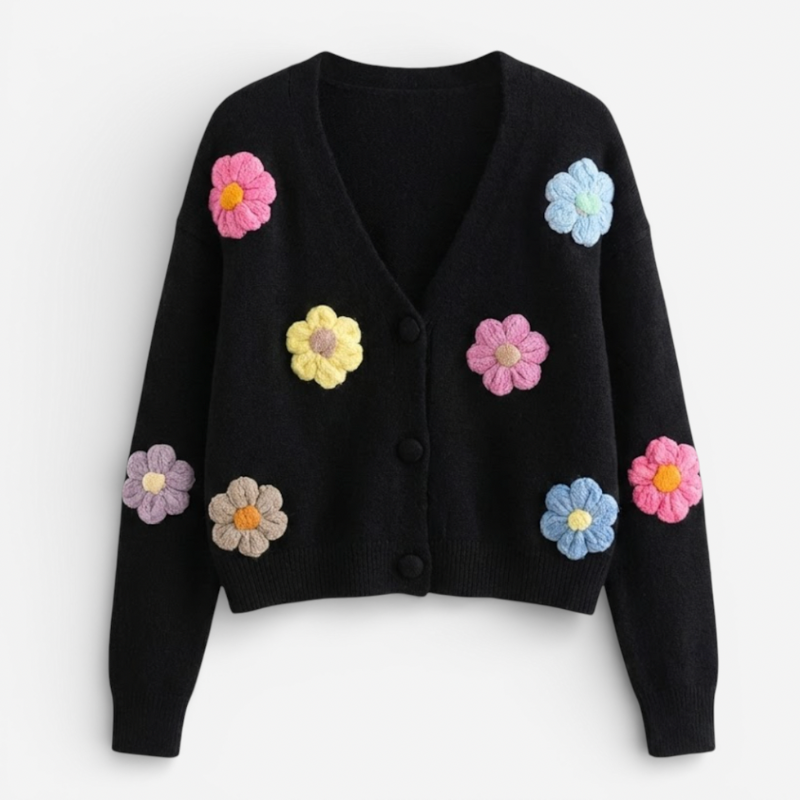 Ladies Floral Open Front Cardigan