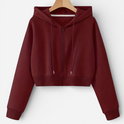 Ladies' Short Zip Hooded Sweatshirt