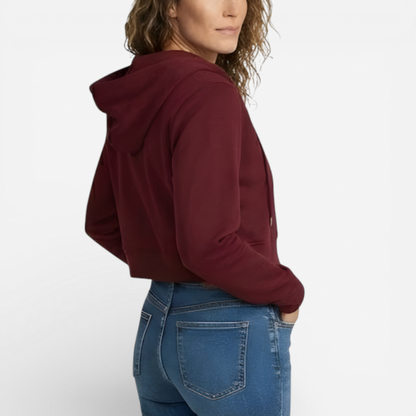 Ladies' Short Zip Hooded Sweatshirt