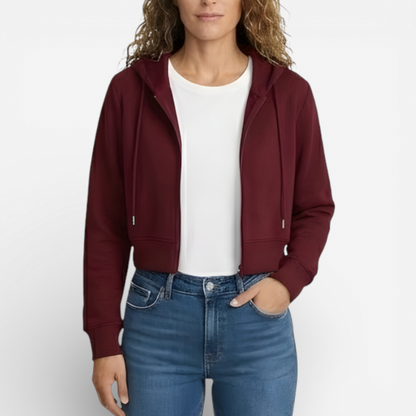 Ladies' Short Zip Hooded Sweatshirt
