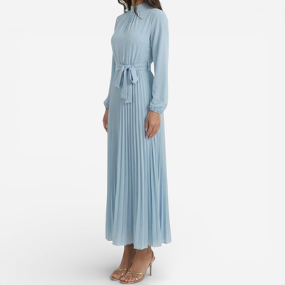 Elegant Long Evening Dress With Sash Waist