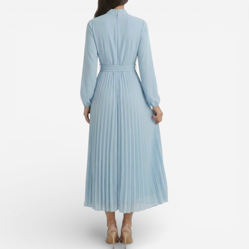 Elegant Long Evening Dress With Sash Waist