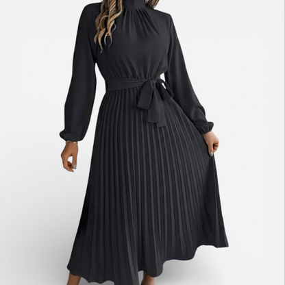 Elegant Long Evening Dress With Sash Waist