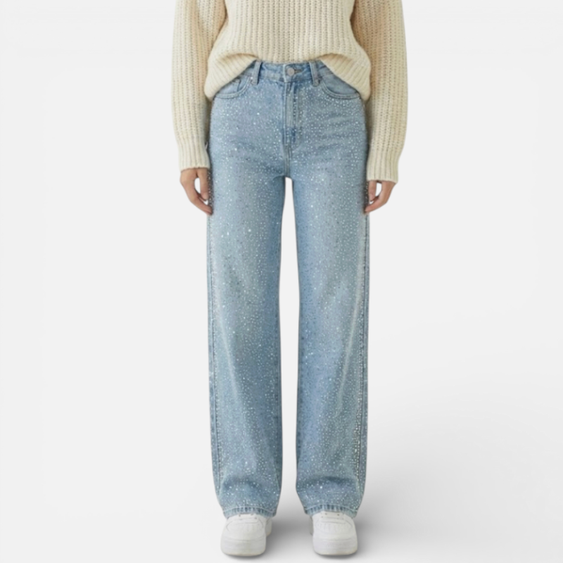 Sparkly Straight Leg Women's Jeans - Luxivelle