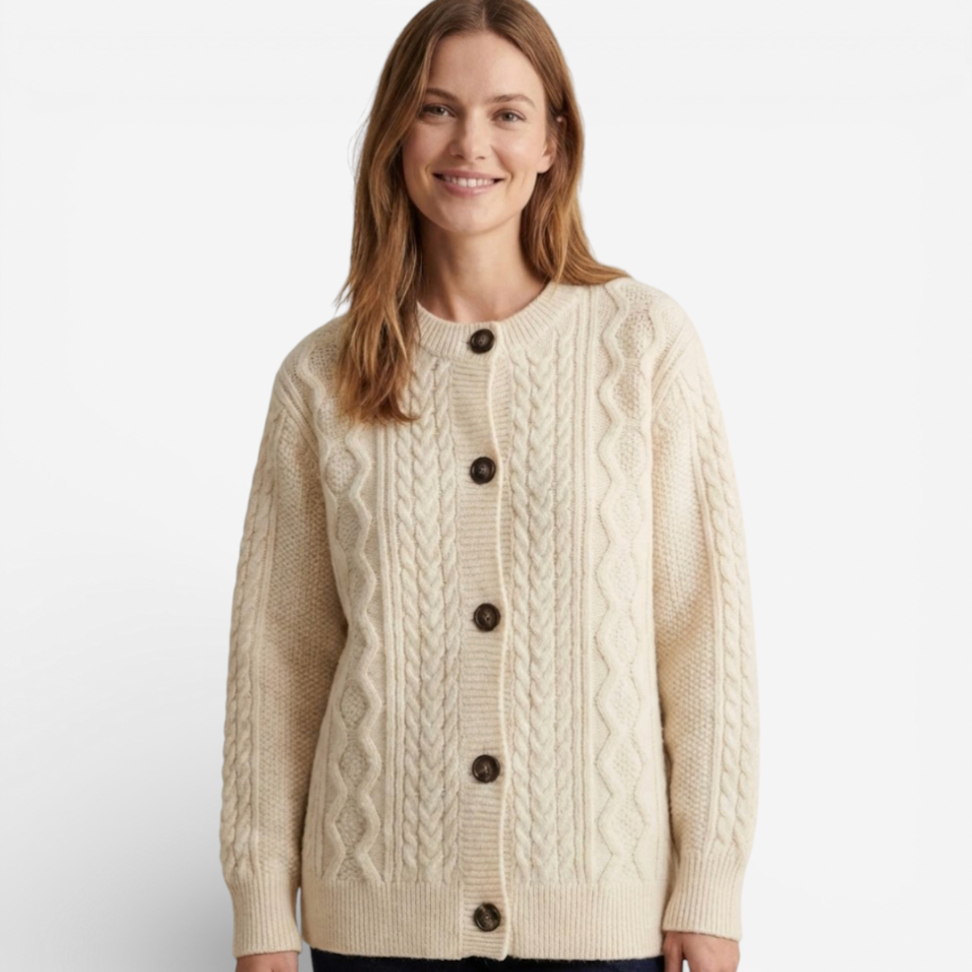 Soft Crew Neck Knit Cardigan for Women
