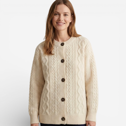 Soft Crew Neck Knit Cardigan for Women