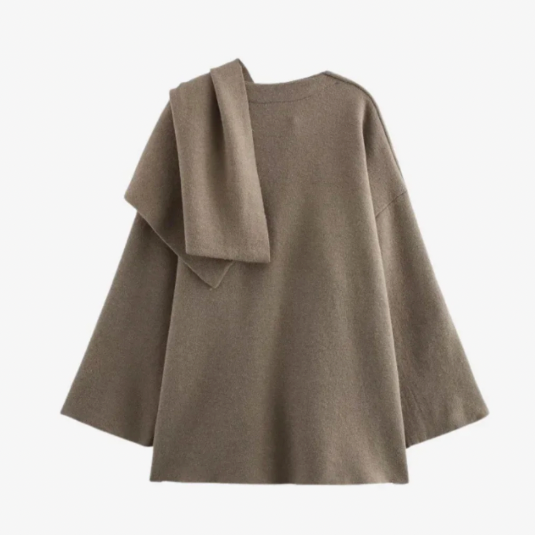 Cozy Women's Cable Knit Coat with Scarf