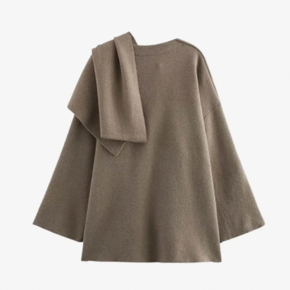 Cozy Women's Cable Knit Coat with Scarf