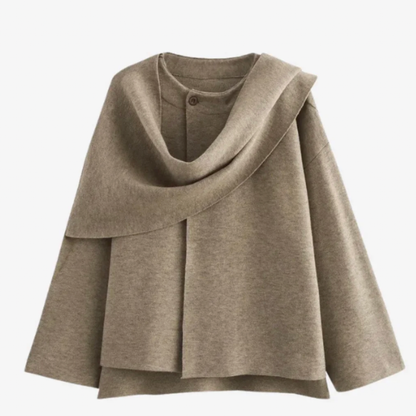 Cozy Women's Cable Knit Coat with Scarf