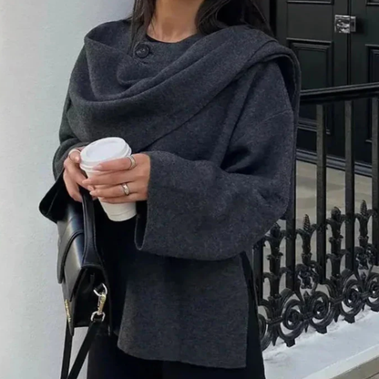 Cozy Women's Cable Knit Coat with Scarf