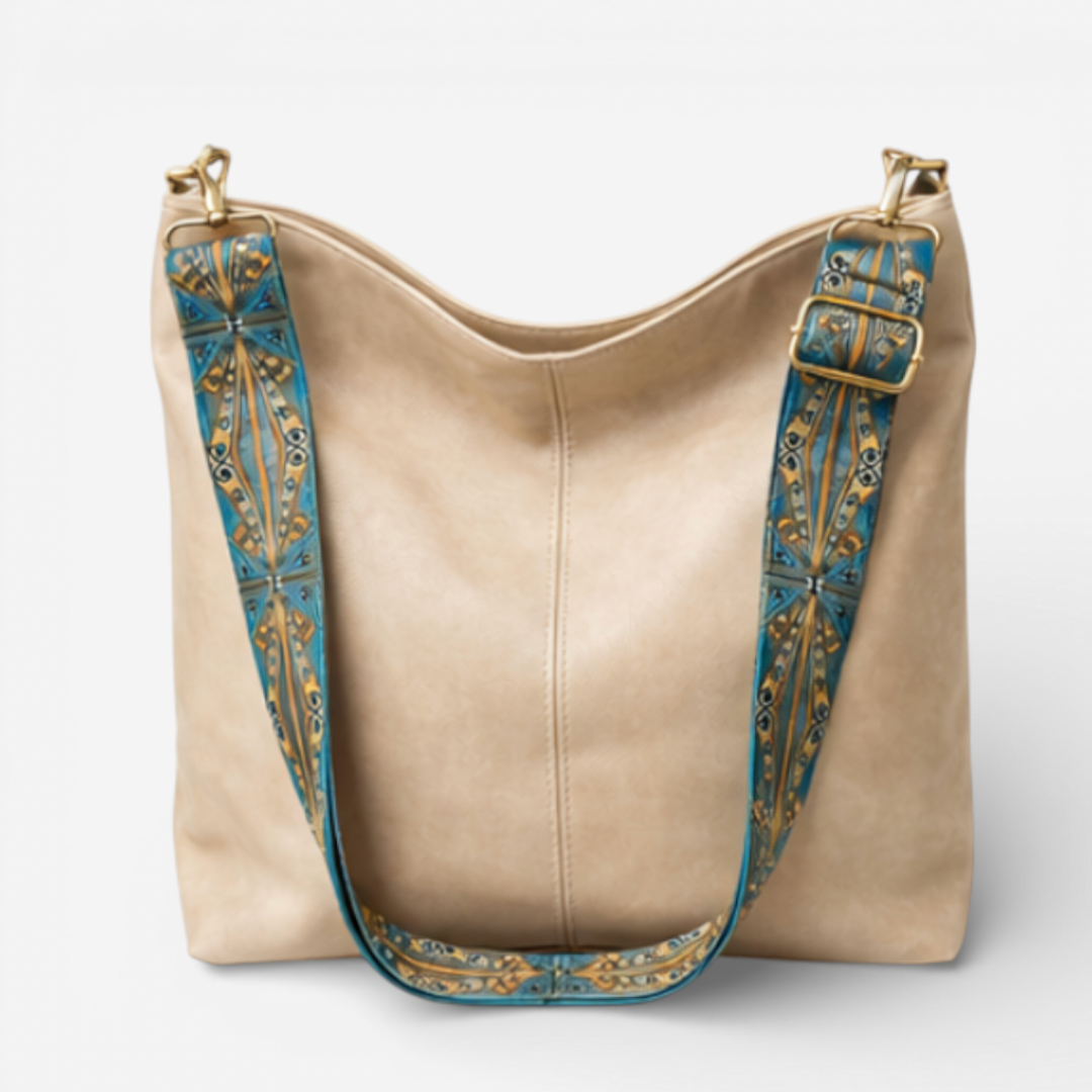 Large Leather Shoulder Handbag With Adjustable Strap - Luxivelle