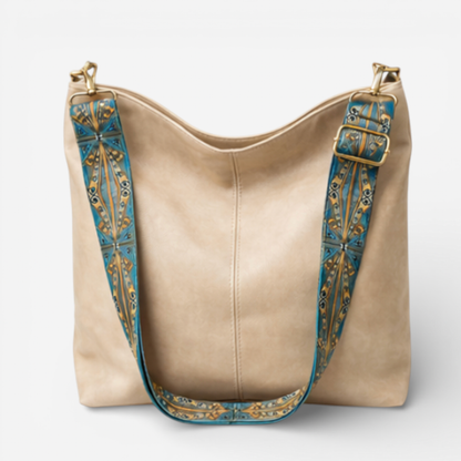 Large Leather Shoulder Handbag With Adjustable Strap - Luxivelle