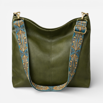 Large Leather Shoulder Handbag With Adjustable Strap