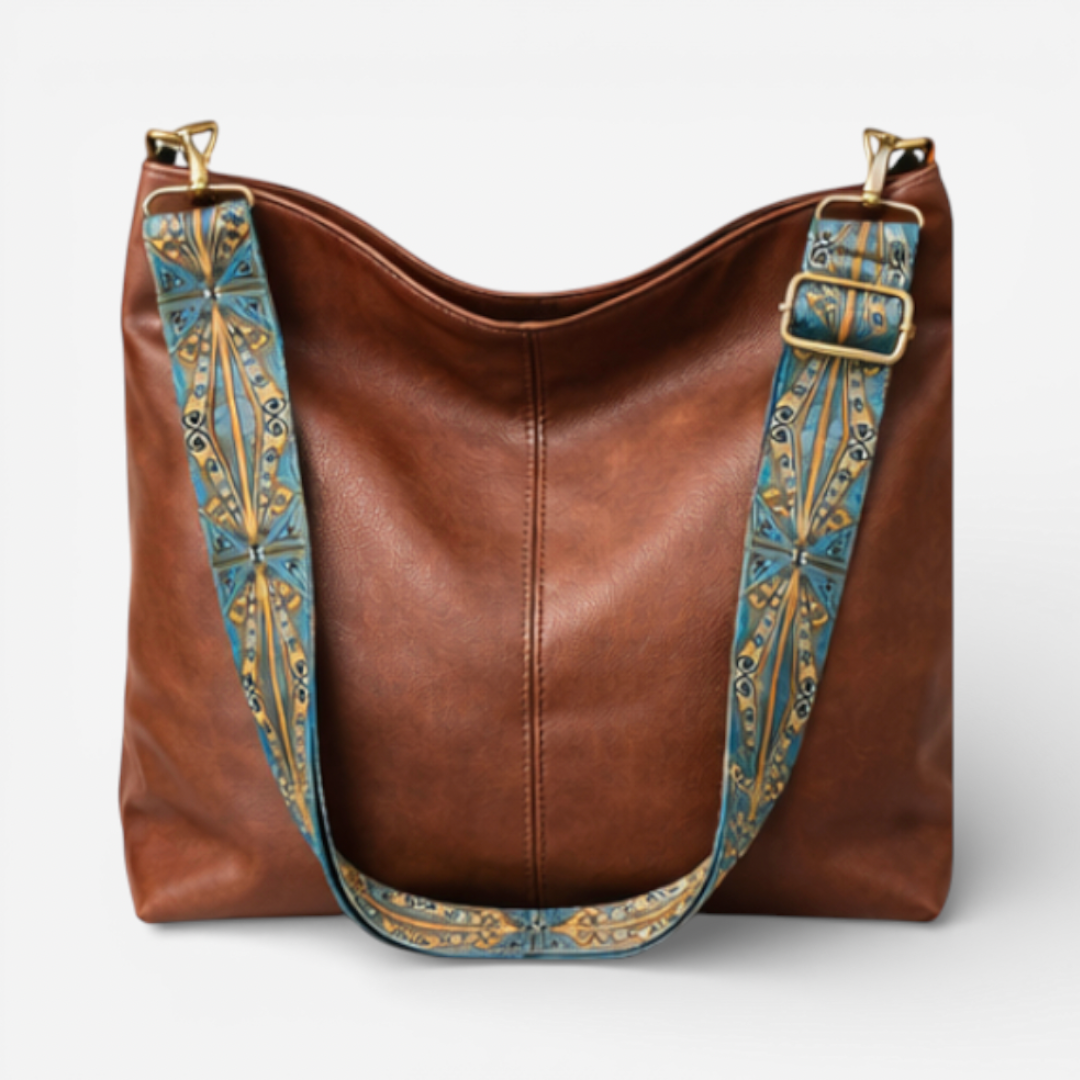 Large Leather Shoulder Handbag With Adjustable Strap