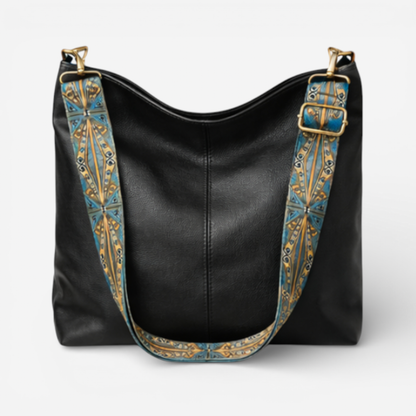 Large Leather Shoulder Handbag With Adjustable Strap