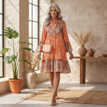 Vibrant Floral Long Summer Dress for Women - Luxivelle