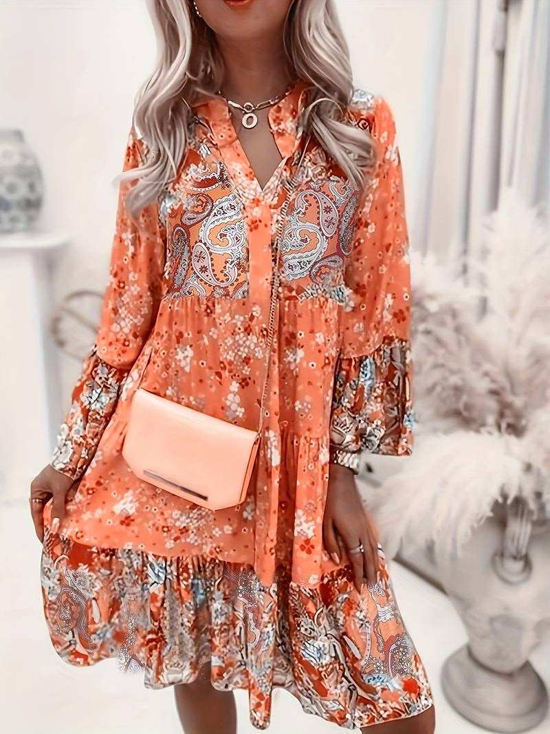 Vibrant Floral Long Summer Dress for Women