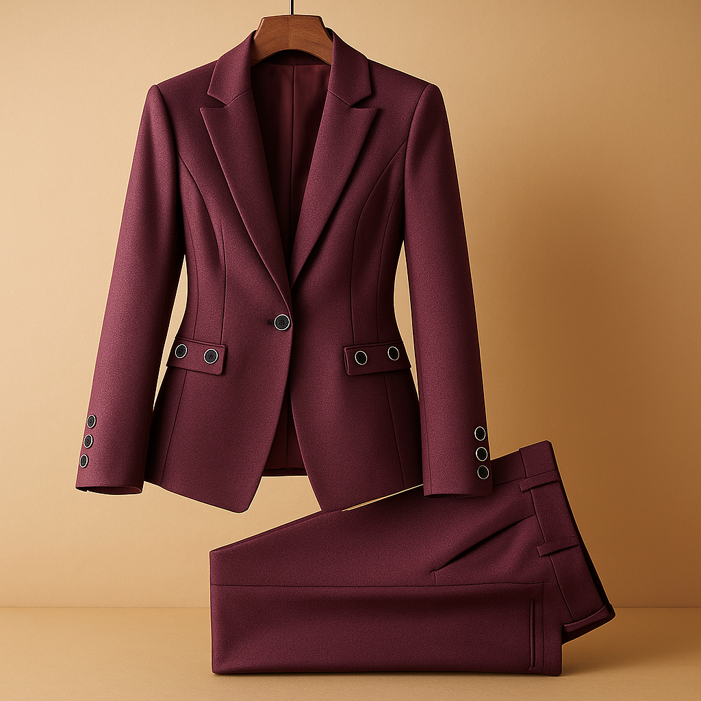 Women’s elegant blazer and matching trousers set, ideal for business, meetings, or semi-formal events with a timeless, stylish design
