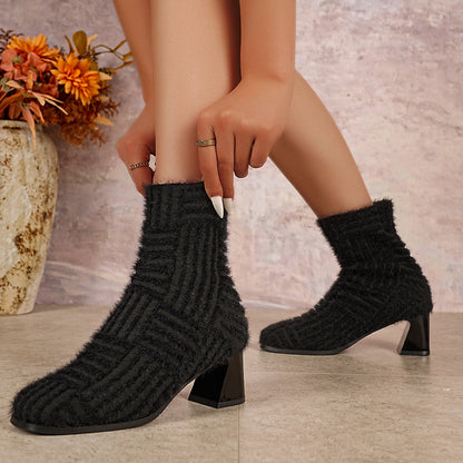 Comfortable Block Heel Ankle Boots - Luxivelle